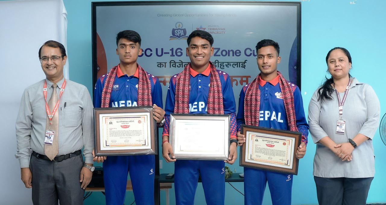 यू–१६ विजेता खेलाडीलाई एसपीएको सम्मान